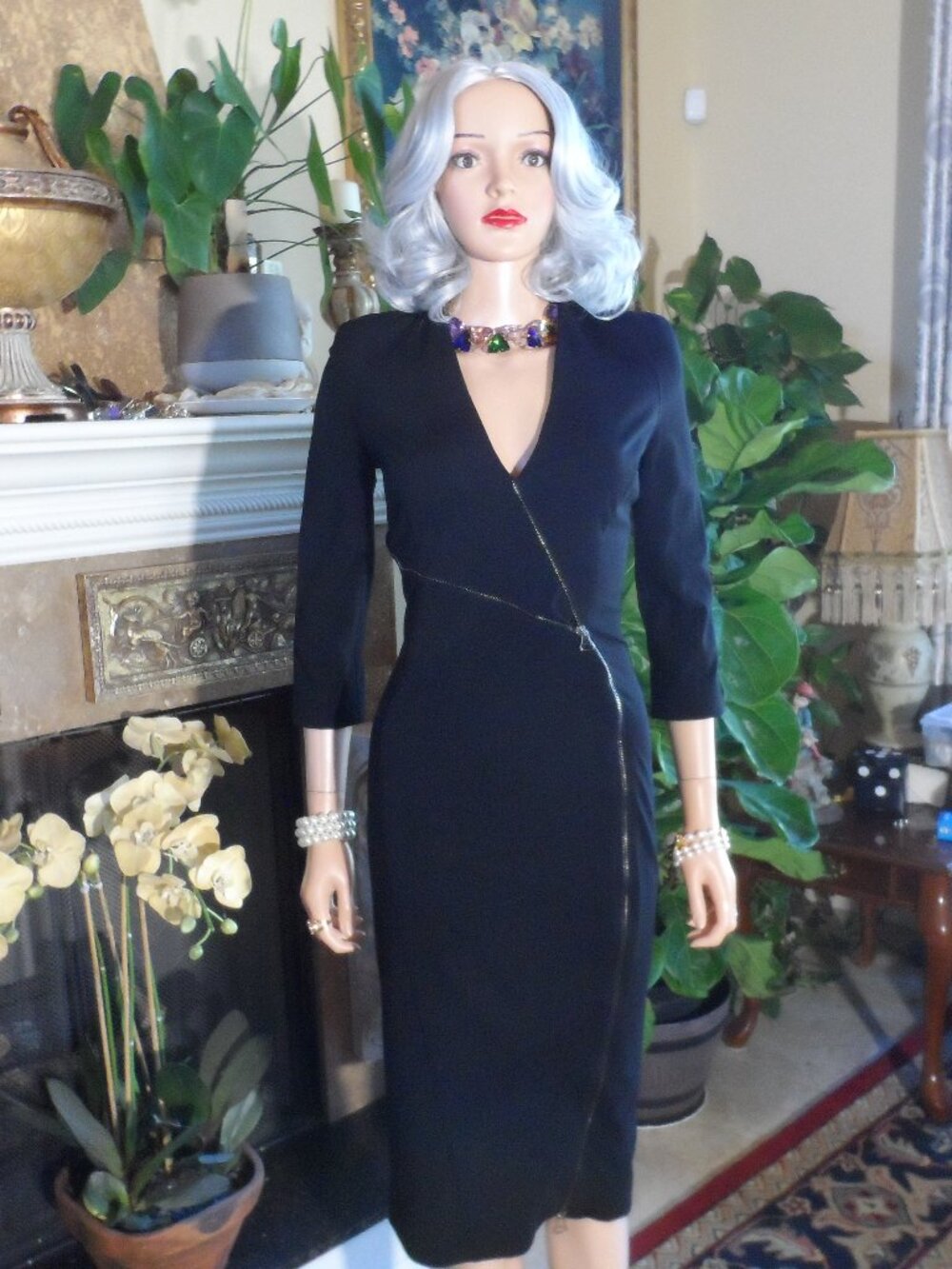 Altuzarra Black Asymmetric Zip Sheath Dress Size - IT 40 US 4
